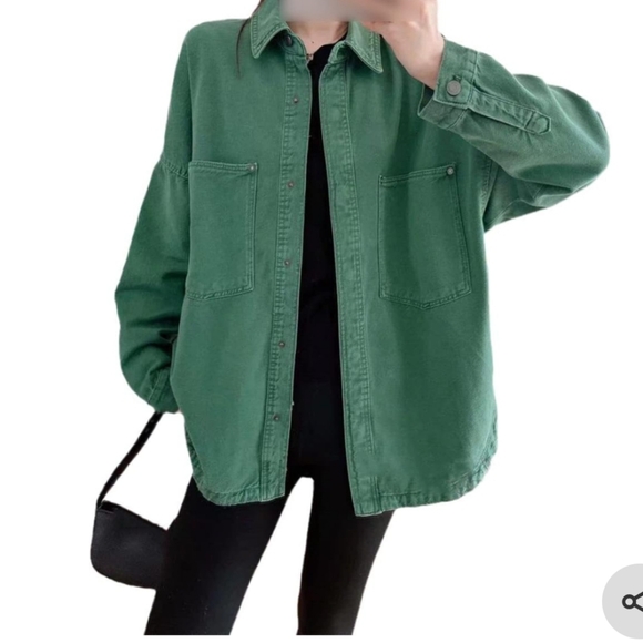 Zara Jackets & Blazers - Zara Oversized Washed Green Denim Shacket for Women. NWOT!!